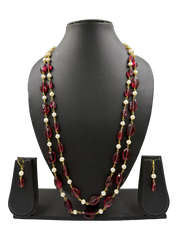 Designer Freshwater Pearls And Hydro Pink Tourmaline Beaded Necklace Set For Women