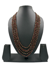 Multi Layered Semi Precious Gemstone Garnet Beads Necklace - Elegant Beaded Jewelry