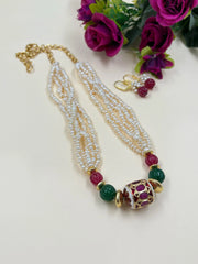 Hyderabadi Original Freshwater Pearls Beaded Necklace Set For Women - Traditional And Ethnic Wear