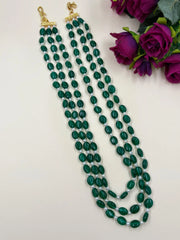 Original Pearls And Green Jade Beads Necklace - Perfect For Saree And Sherwani Wear