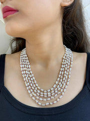 Beautiful Layered Real Freswater Pearls Beaded Necklace For Women - Perfect For Indian And Western Wear