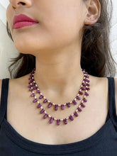 Real Freshwater Pearls And Faceted Real Ruby Teardrops Beaded Necklace - Gemstones Jewellery