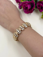 Rose Gold Finish Polki Kundan Gajra Bracelet For Women - Luxury Indian Wedding Jewelry