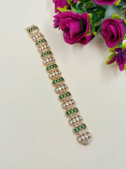 Rose Gold Finish Polki Kundan Gajra Bracelet For Women - Luxury Indian Wedding Jewelry