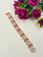Rose Gold Finish Polki Kundan Gajra Bracelet For Women - Luxury Indian Wedding Jewelry