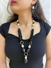 Designer Pearls And Black Onyx Beaded Necklace Set - Black Beads Necklace For Women