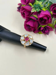 Royal Kundan Statement Ring For Weddings And Parties - Cocktail Kundan Finger Rings