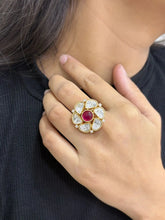 Royal Kundan Statement Ring For Weddings And Parties - Cocktail Kundan Finger Rings