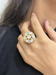 Royal Kundan Statement Ring For Weddings And Parties - Cocktail Kundan Finger Rings