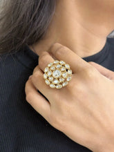 Elegant Adjustable Big Size Statement Kundan Ring - Wedding And Party Wear