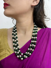 Elegant Three-Layered Green Jade And Pearl Beaded Necklace – Handcrafted Gemstone Jewelry