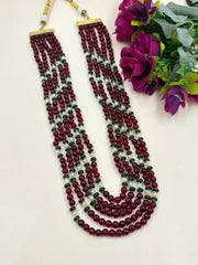 Multi-Layered Maroon Onyx Beaded Necklace Set for Women - Beads Necklace For Saree