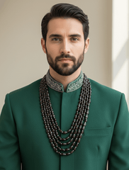 Multi Layered Semi Precious Long Garnet Beads Necklace - Unisex Gemstone Beaded Jewelry for Men