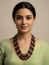 Multi-Layered Maroon Onyx Beaded Necklace Set for Women - Beads Necklace For Saree