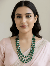Original Pearls And Green Jade Beads Necklace - Unisex Wedding and Festive Wear Jewelry for Saree