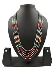 Semi Precious Jade Beads And Natural Pearls Multicolor Beaded Necklace – Unisex Gemstone Jewelry