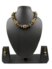 Semi-Precious Blue Jade Stone Watermelon Shaped Beaded Necklace Set For Women