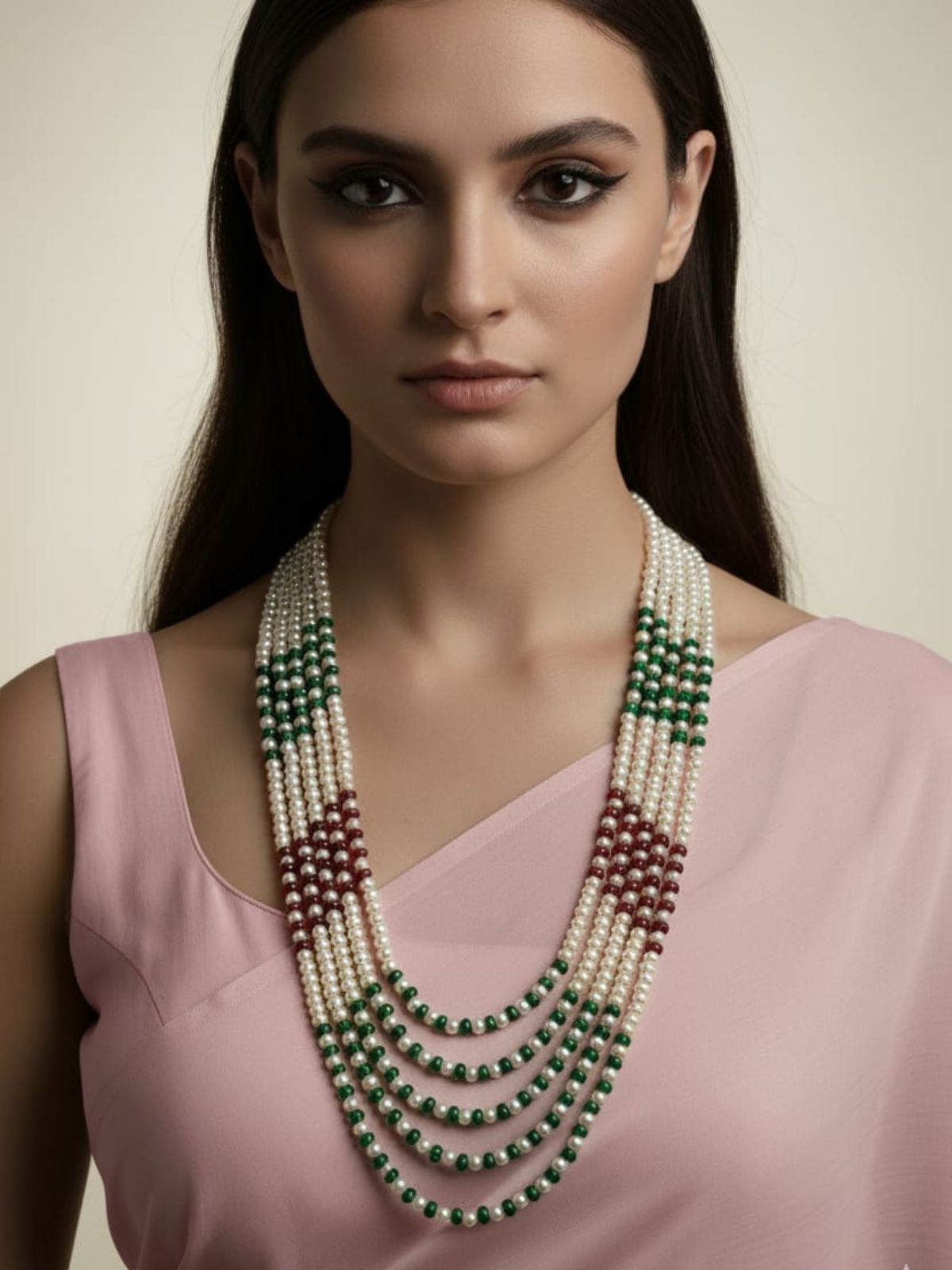 Layered Multi Color Real Freshwater Pearl Beaded Necklace For Women