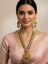 Traditional Women Long Antique Golden Kundan Necklace Set