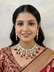 Nethra Unique Party Wear Polki Necklace With Polki Hangings | Polki Jewellery Set