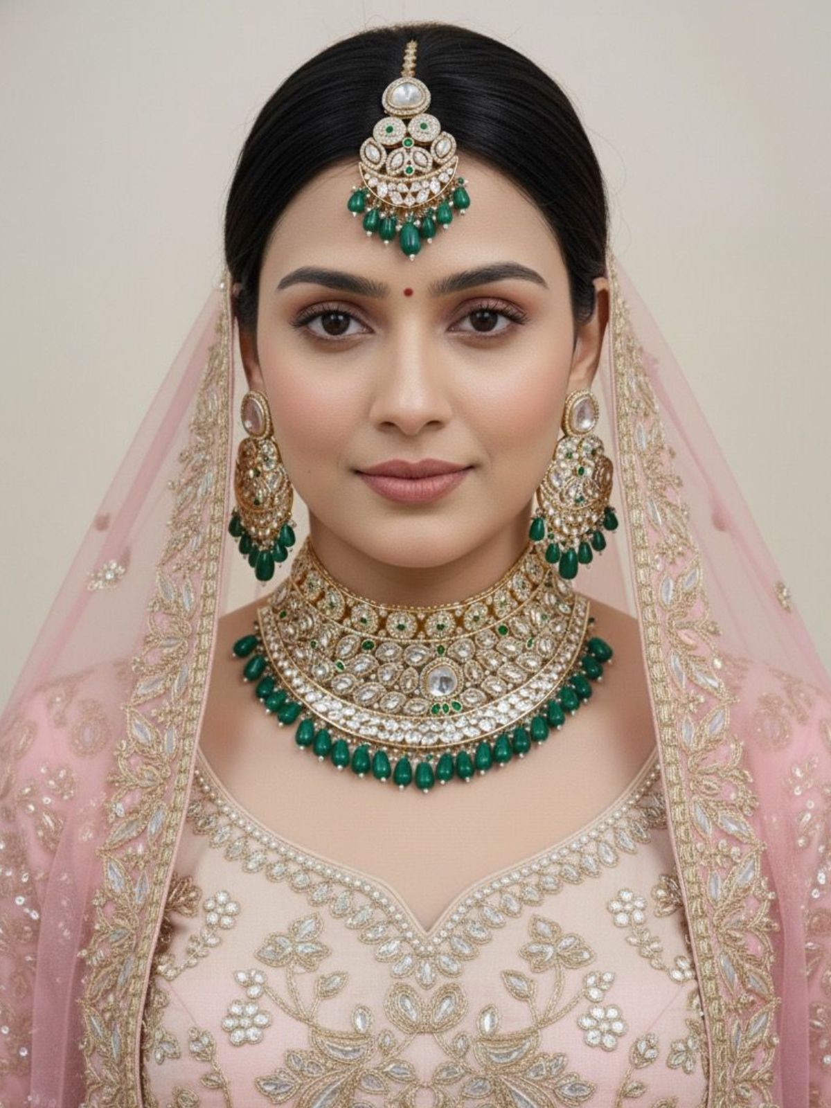 Padmavati Heavy Polki Kundan Bridal Choker Necklace Set With Tikka - Bridal Jewellery