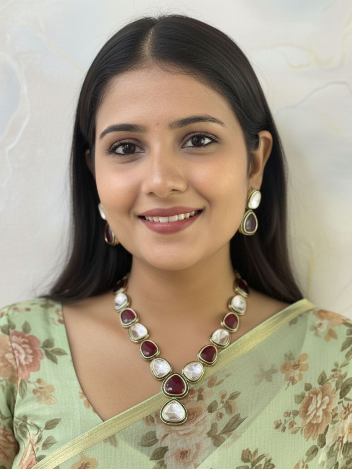 Luxurious Party Wear Big Polki Stone Jewellery Necklace Set By Gehna Shop