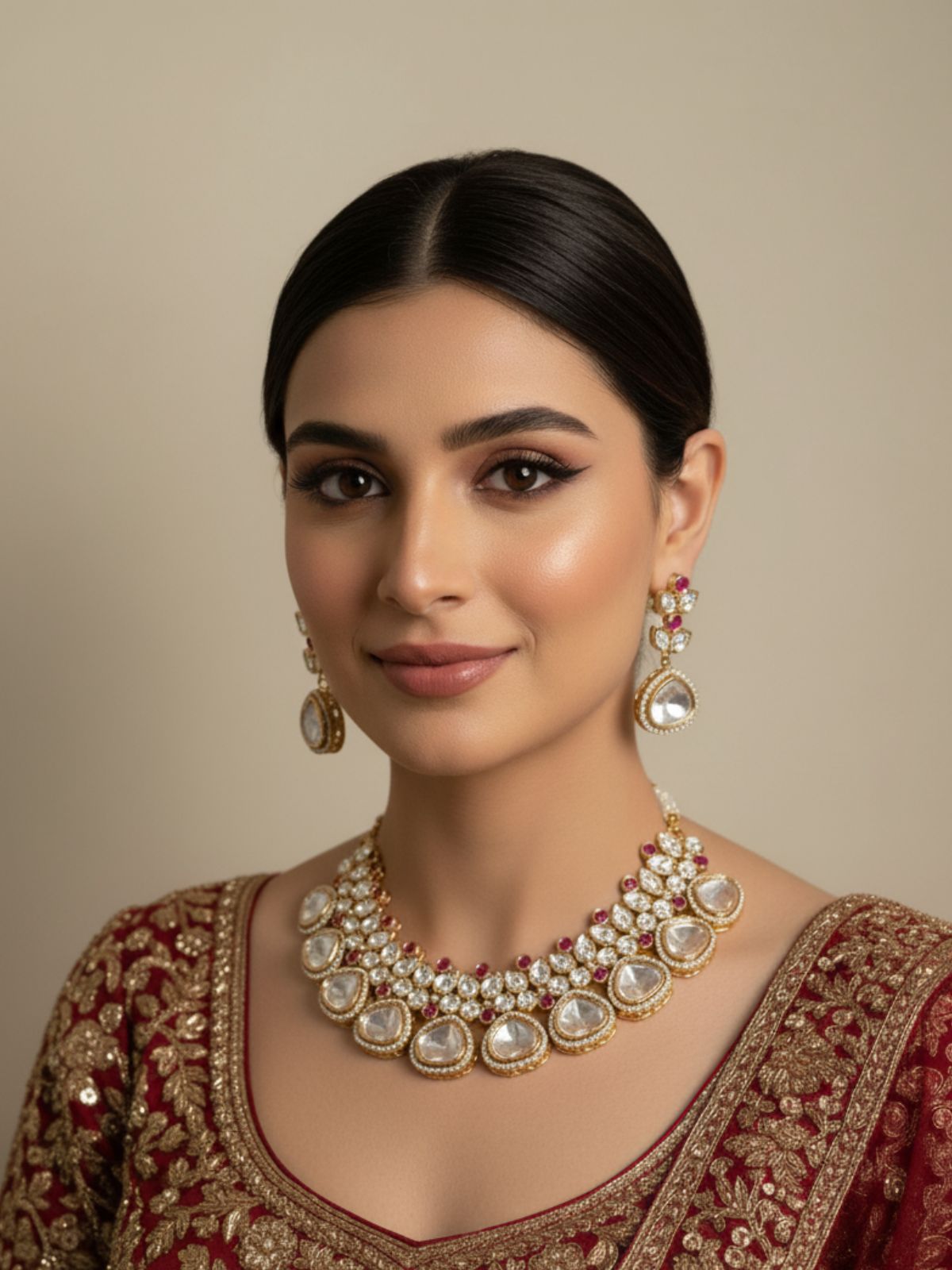 Rakshita Exclusive Polki Kundan Wedding Jewellery Necklace Set For Women