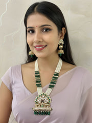 Mukta Artificial Long Polki Studded Elephant Design Temple Necklace Set