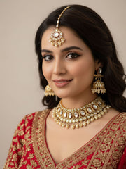 vadhi Designer Polki Kundan Choker Necklace Set With Tikka - Bridal Choker Set