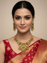 Gold Plated Peacock & Elephant Design Traditional Heritage Antique Jewellery Set For Weddings