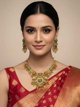 Gold Plated Peacock & Elephant Design Traditional Heritage Antique Jewellery Set For Weddings