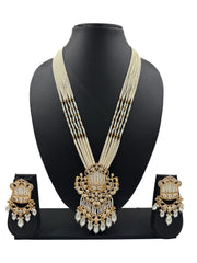 Elegant Long Kundan Pendant Necklace With Pearl Beads | Traditional Premium Kundan Wedding Jewelry