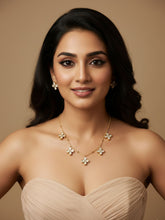 Elegant And Minimal Chain Necklace Set With Floral Polki Drops - Indo Western Necklace