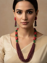 Handcrafted Real Garnet Beaded Necklace Set With Buddha – Ethnic Gemstone Jewelry