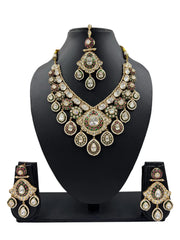 Exquisite Polki Kundan Bridal Necklace Set With Green Enamel | Traditional Indian Wedding Jewelry
