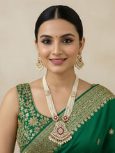 Classy Long Kundan Necklace Set With Pearl Strands | Wedding Wear Luxury Kundan Necklace Set