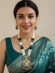 Designer Gautam Buddha Long Temple Necklace Set | South Indian Temple Jewellery For Women