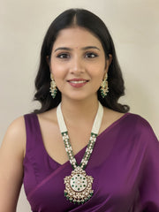 Suhasini Royal Long Polki Kundan Pendant Necklace Set | Wedding Jewellery Set