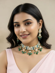 Ananta Beautiful Polki Pearl Choker Necklace Set | Choker Jewellery By Gehna Shop