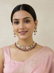 Stylish Kundan Necklace Set With Pearls - Traditional Indian Kundan Jewelry Set