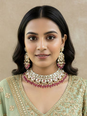 Aavya Premium Quality Beautiful Polki Kundan Wedding Necklace Set For Women