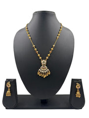 Elegant Gold Plated Antique Pendant Set With Chain - Traditioanal And Ethnic Wear Jewellery Set