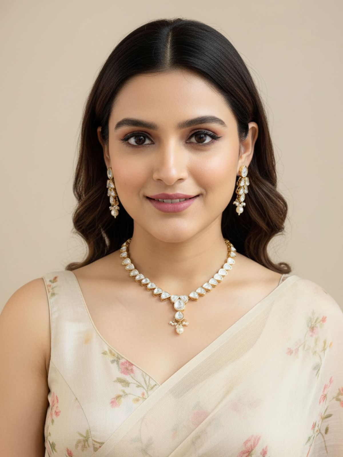 Elegant Kundan Necklace Set With Drops | Traditional Indian Festive Jewelry For Festive Wear