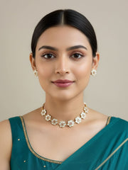 Floral Kundan Choker Necklace Set | Simple Choker Set For Women