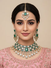 Exquisite Polki Kundan Bridal Necklace Set With Green Enamel – Bridal Necklace For Wedding And Parties