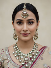 Polki Kundan Bridal Necklace Set With Maang Tikka – Luxury Indian Wedding Jewelry With Green Enamel