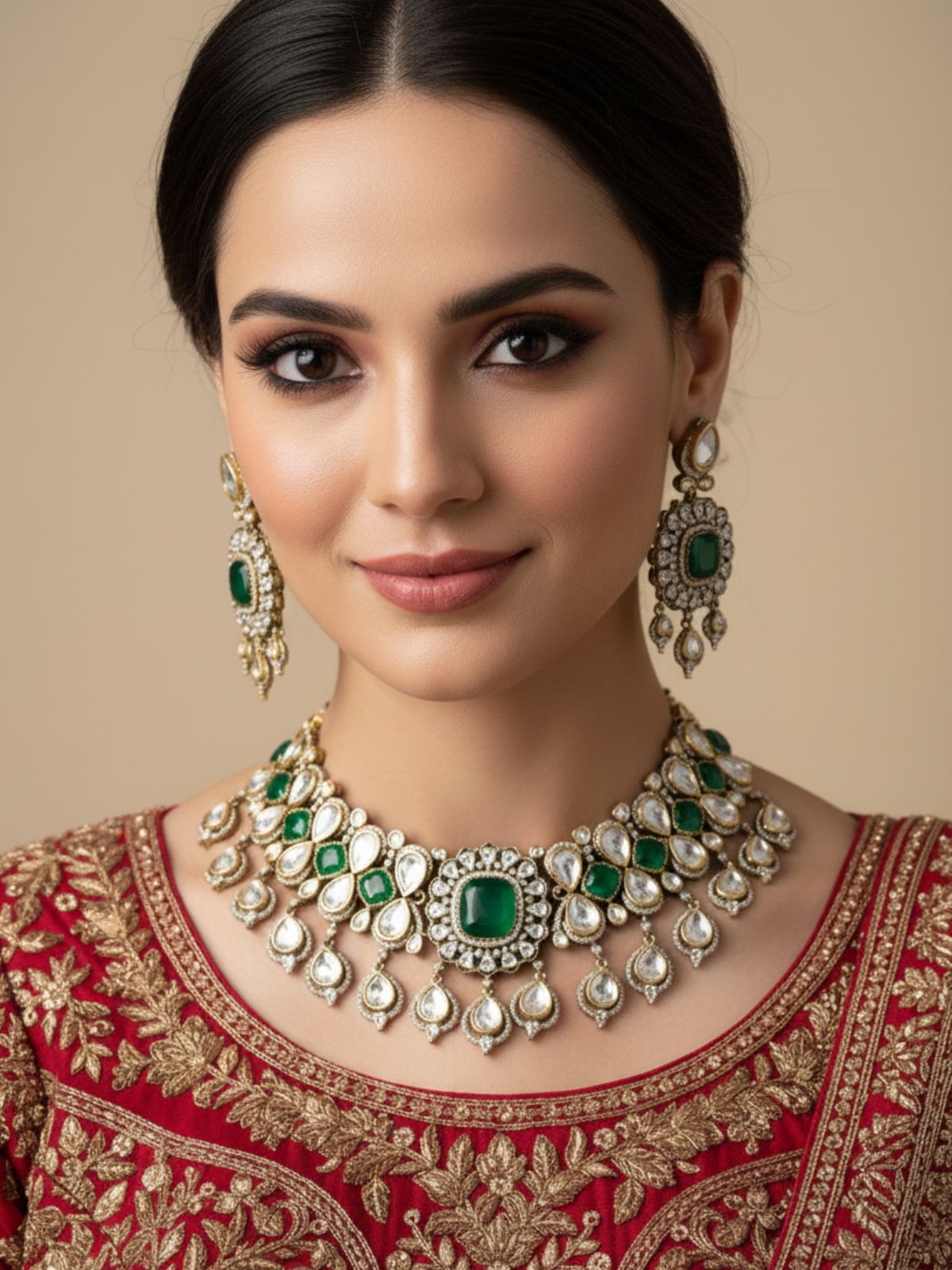 Elegant Modern Victorian Kundan Choker Necklace Set – Statement Wedding Choker Jewelry