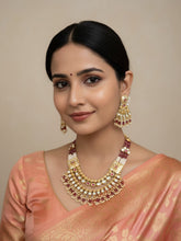 Traditional Antique Necklace Set With Kundan And Pearls - Hertitage Jewellery Set