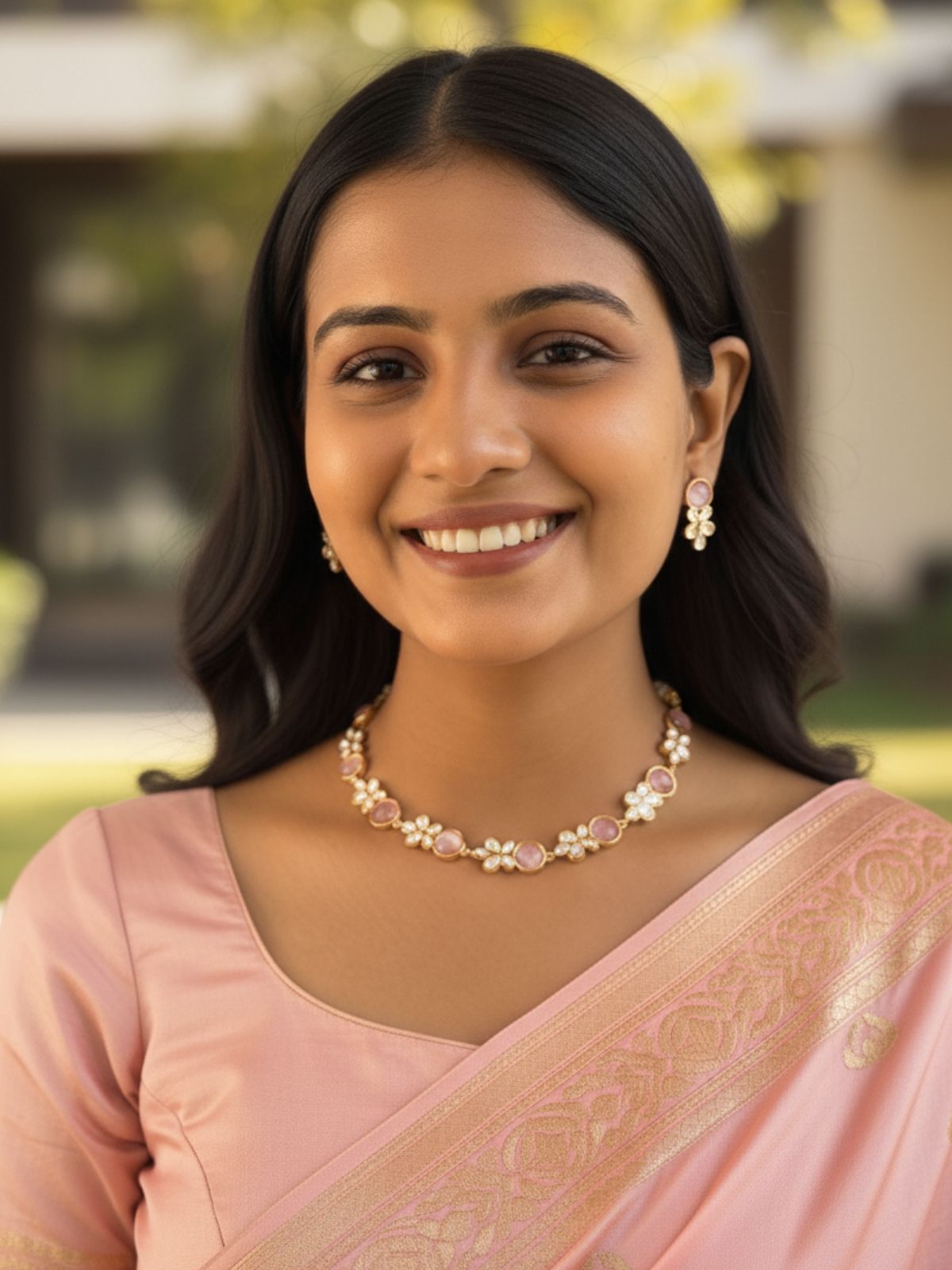 Neesa Short And Delicate Polki Necklace Set | Kundan Necklace Set For Girls