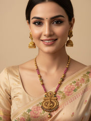 Designer Antique Gold Plated Lord Krishna Temple Jewellery Set